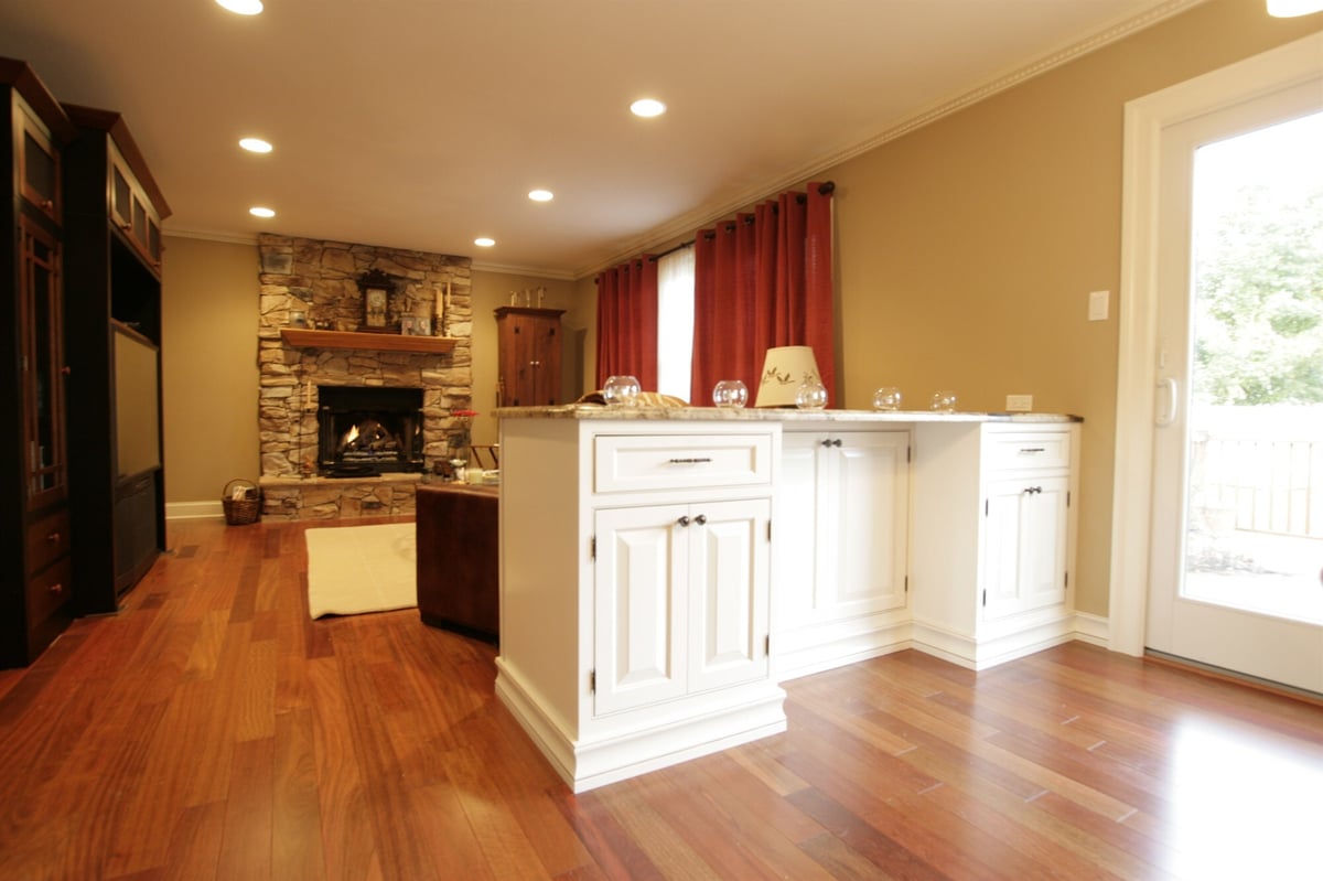 kitchen island cabinets with family room fireplace houghton contracting custom home project in newtown pa-optimized
