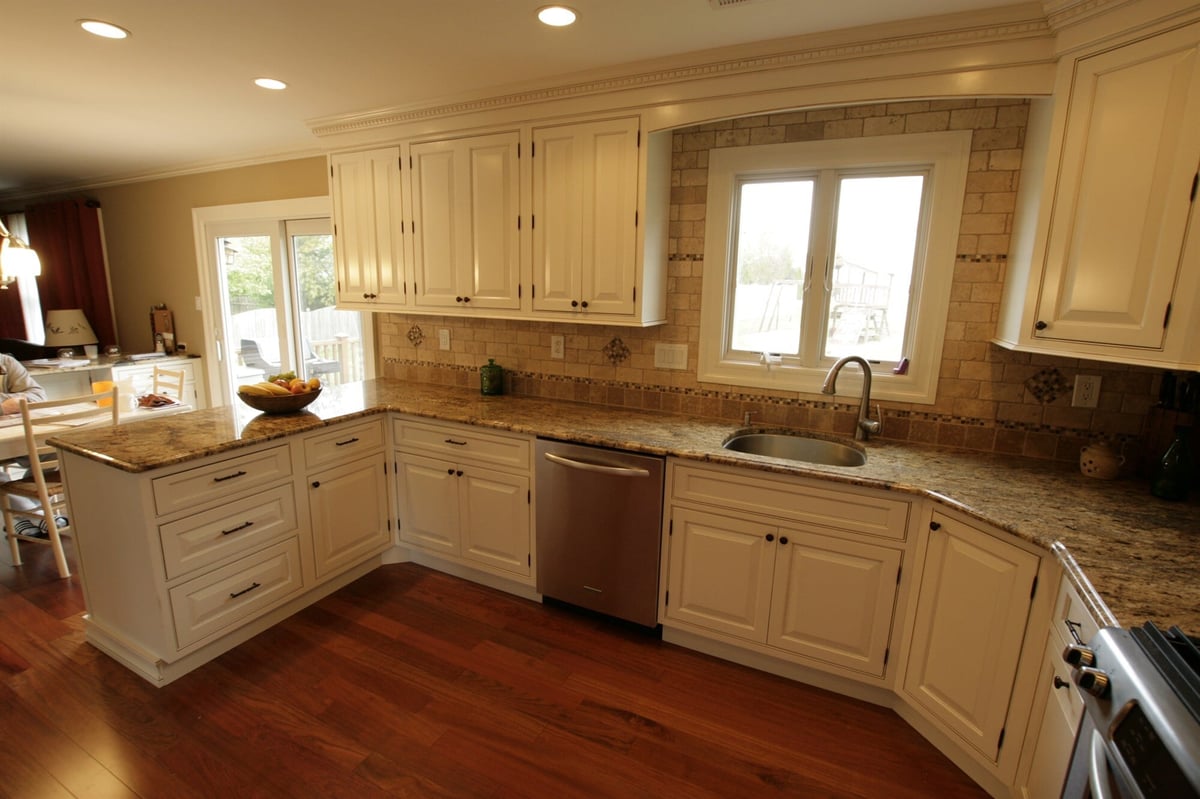 kitchen peninsula viewed from breakfast area custom home project by houghton contracting in newtown pa-optimized